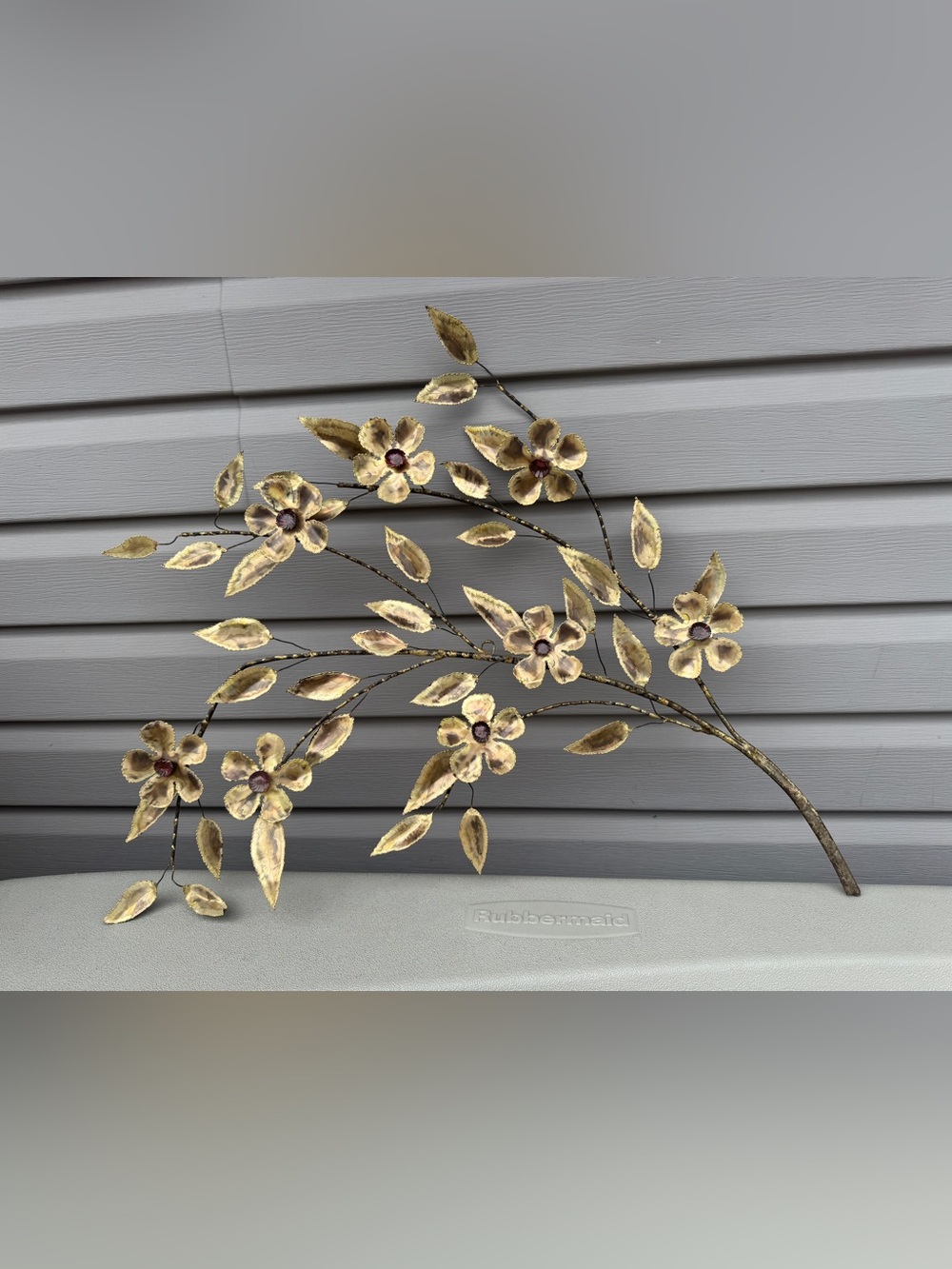 Brass Metal Wall Decor Branch Flowers & Leaves